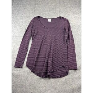 Evereve X Michael Stars Tee Shirt Top Womens XS Purple Stripe Yoga Athleisure